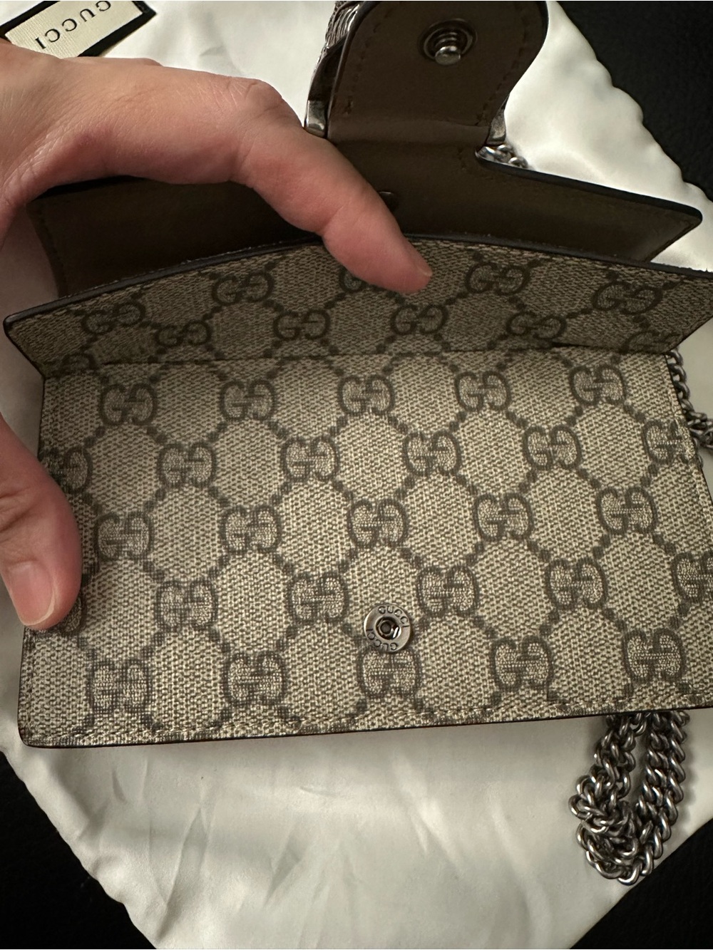 Gucci Beige GG Supreme Dionysus Wallet Mini with Antique Silver Hardware - Picture 11 of 11